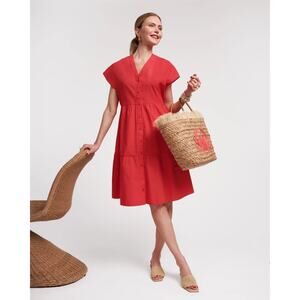 Frances Valentine Breezy Mini Dress in red cotton poplin $228 size large